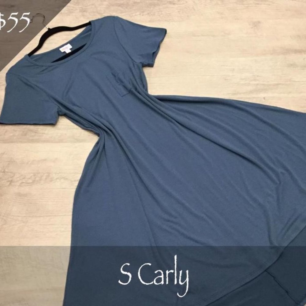Lularoe CARLY Swing Dress~ SOLID SLATE BLUE~ Size Small~ New wit Tags